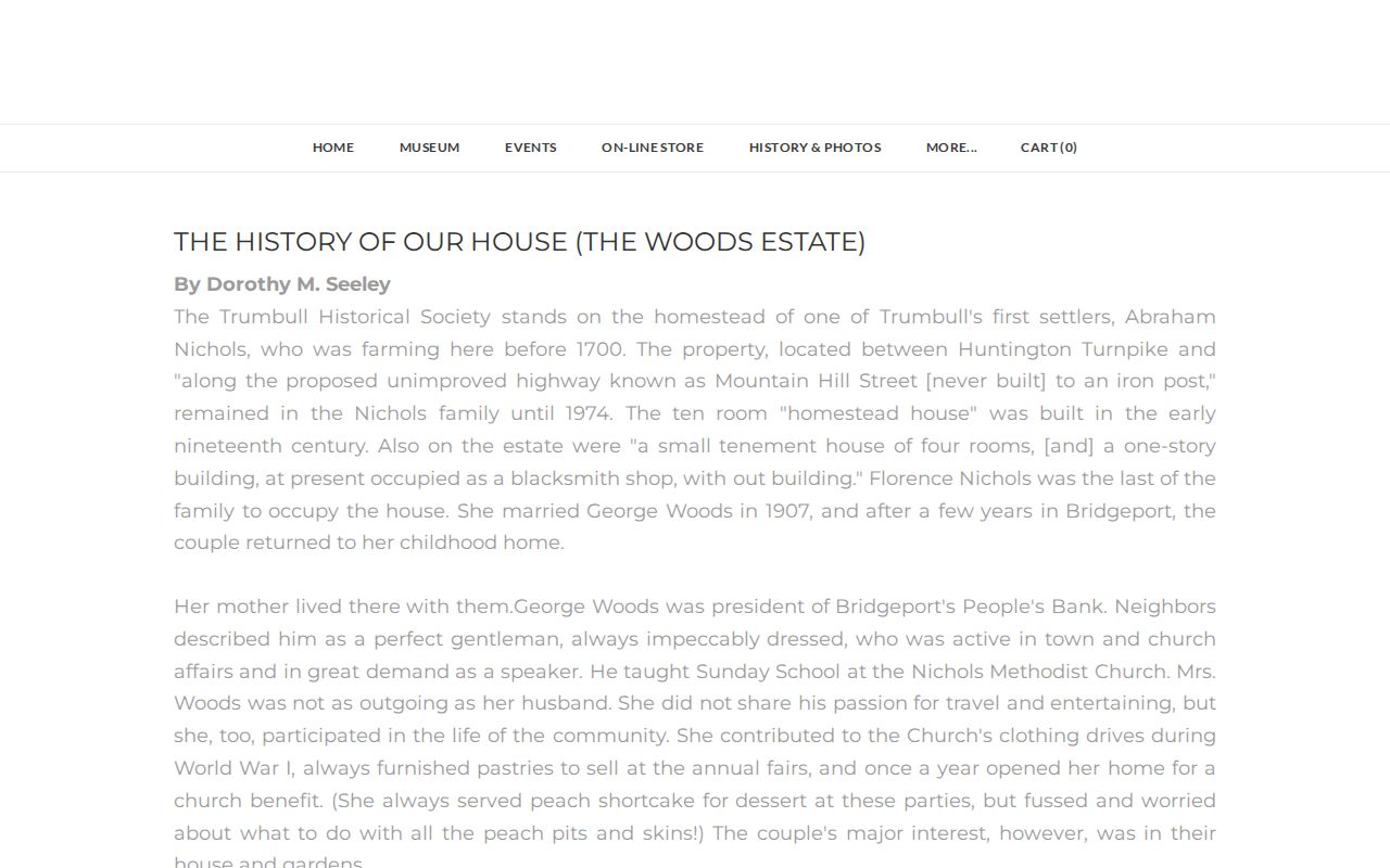 Trumbull city directory Woods Estate house history