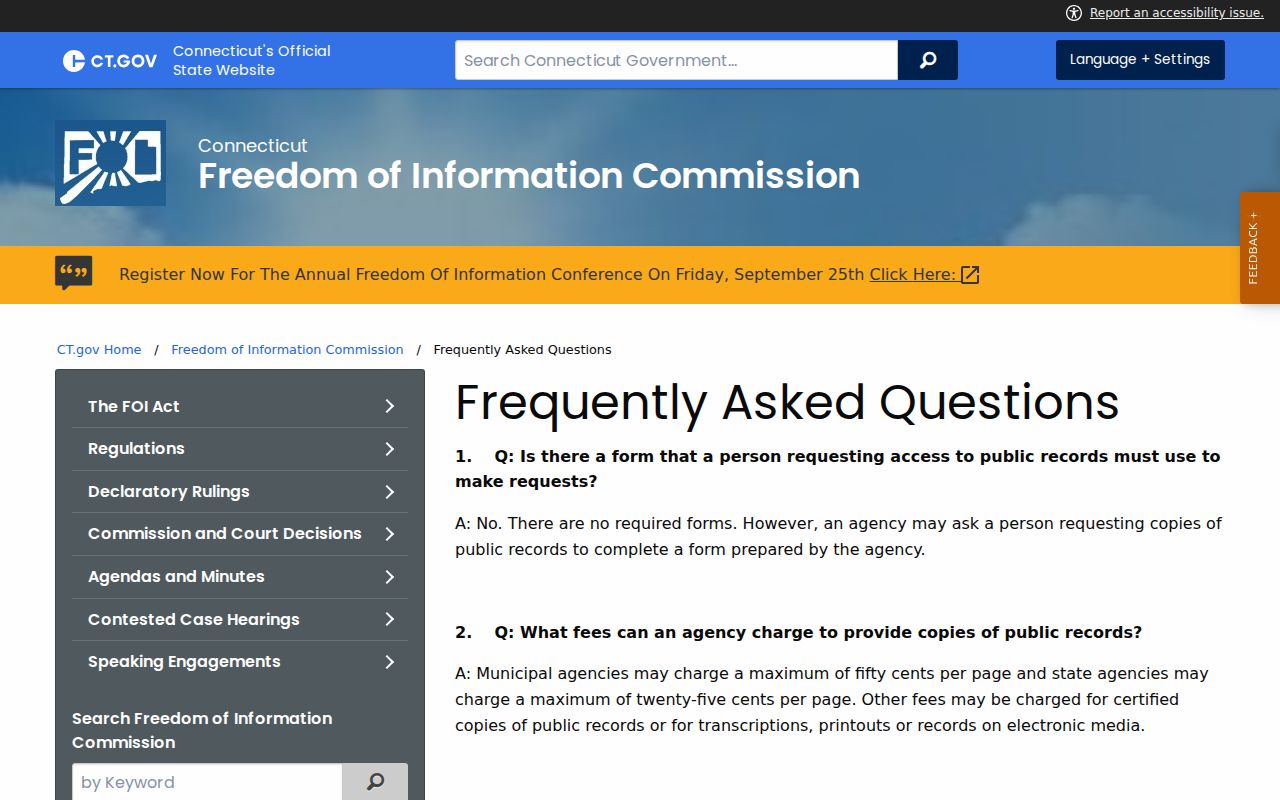 Trumbull residents directory Connecticut FOI request guidance