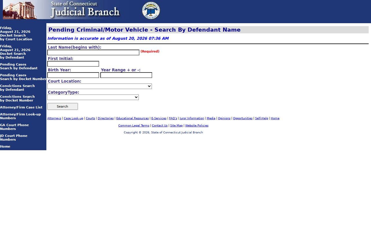 Trumbull resident lookup criminal and motor-vehicle docket fields